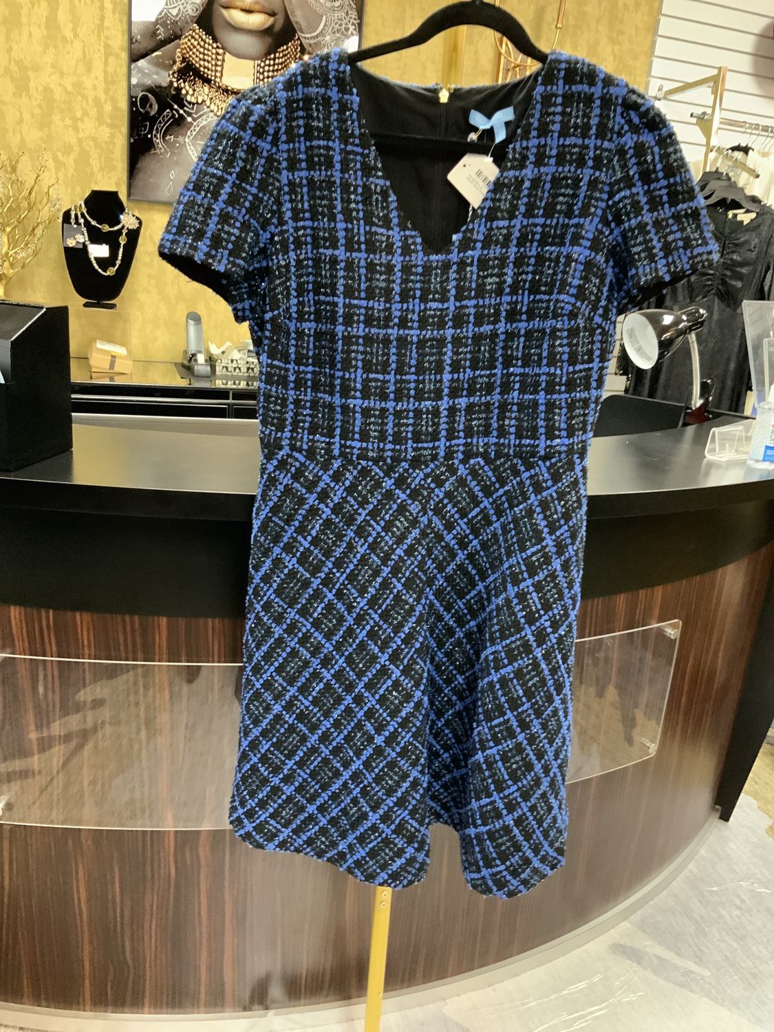 Woman Blue an dBlack Tweed Dress Size 14