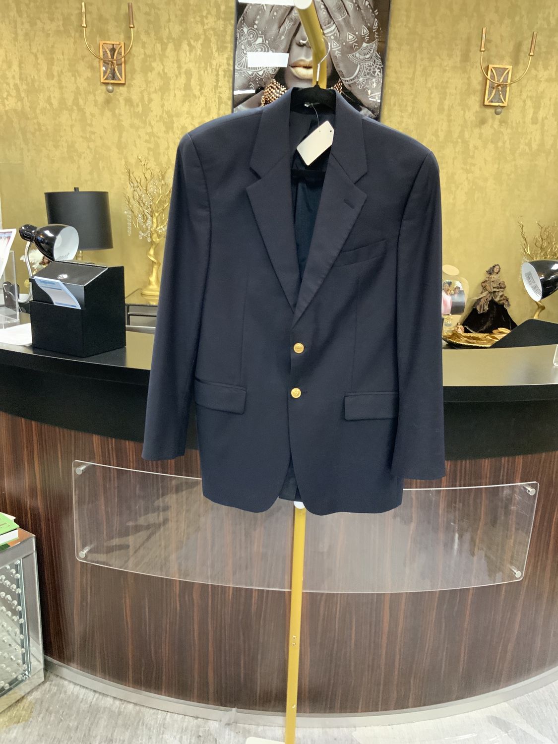 Men Navy Blue Sport Coat Size 38R