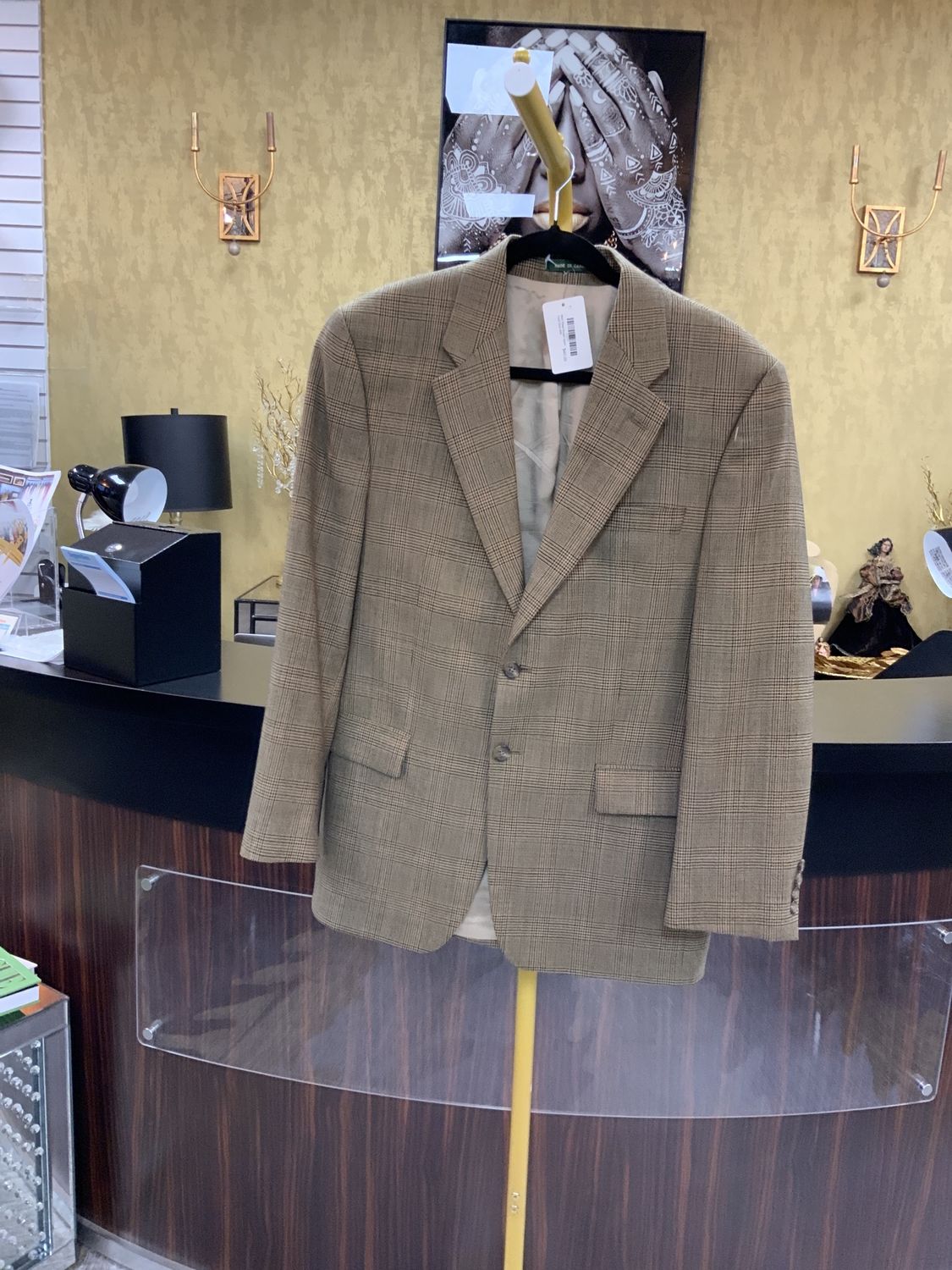 Men Plaid Brown Sport Coat Size 40R
