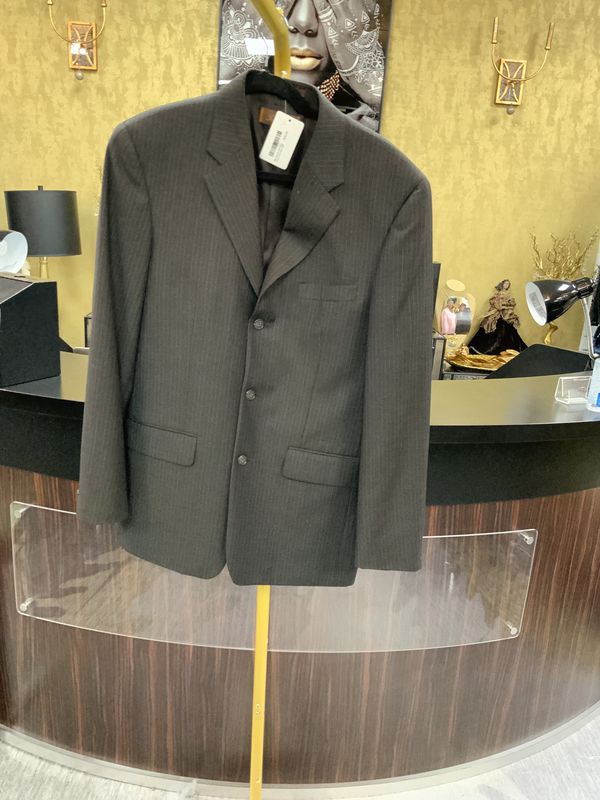 Men Brown Pin Strip Sport Coat Size 38R