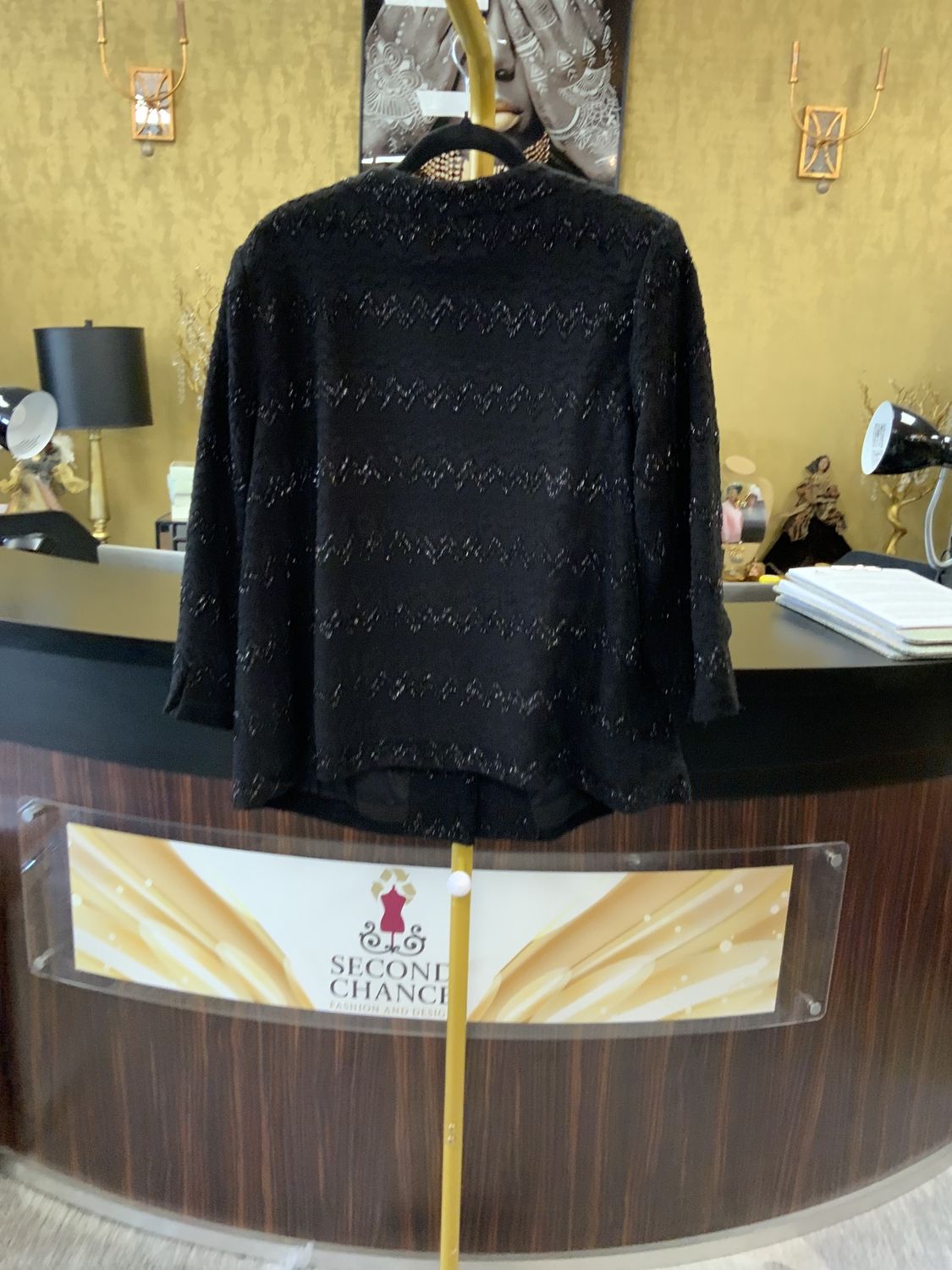 Woman Black and Silver Short Jacket Size 2X