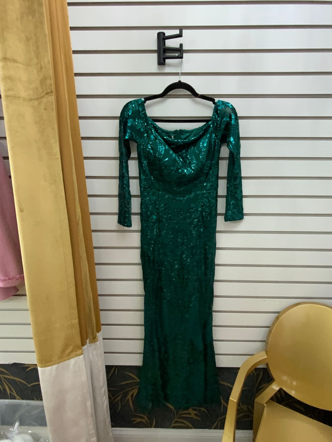 Woman Hunter Green Long Gown Sequin Size Small