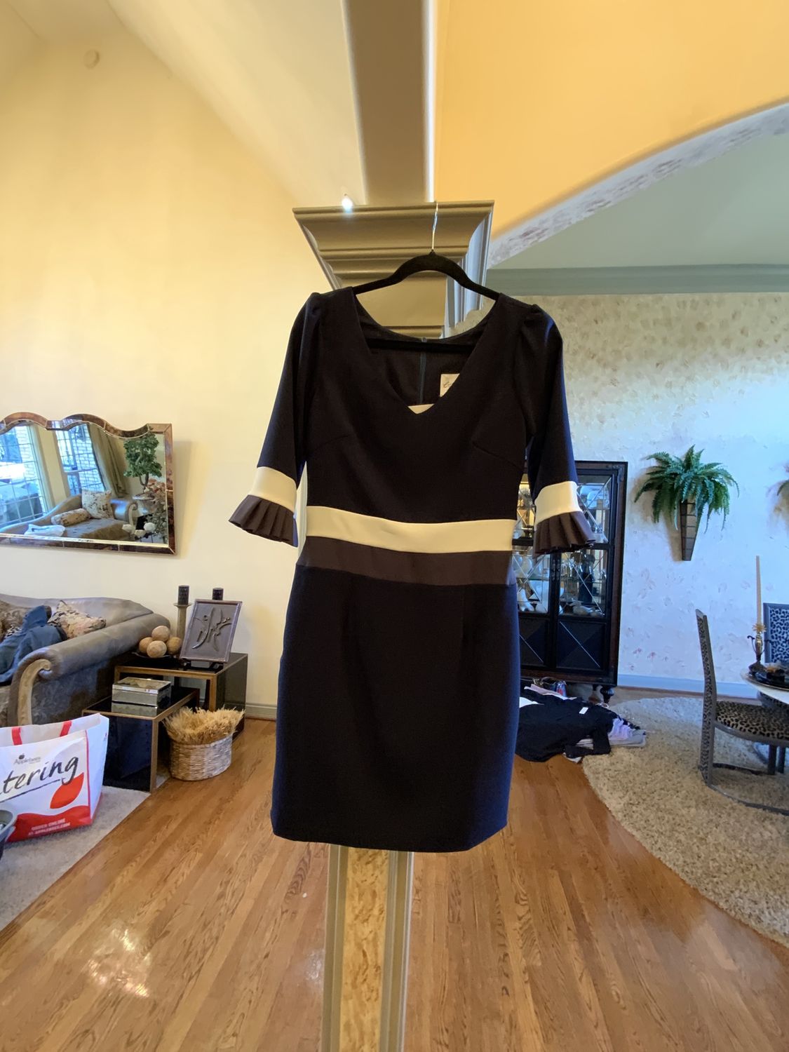 Woman Blue and Whit Block Sheath Dress Size 4