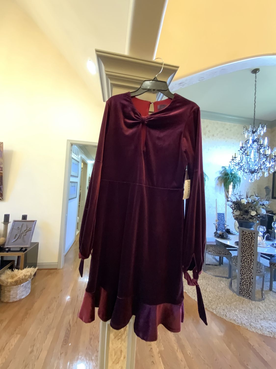 Woman Cranberry Red Velvet Dress Size Small Reg $220.