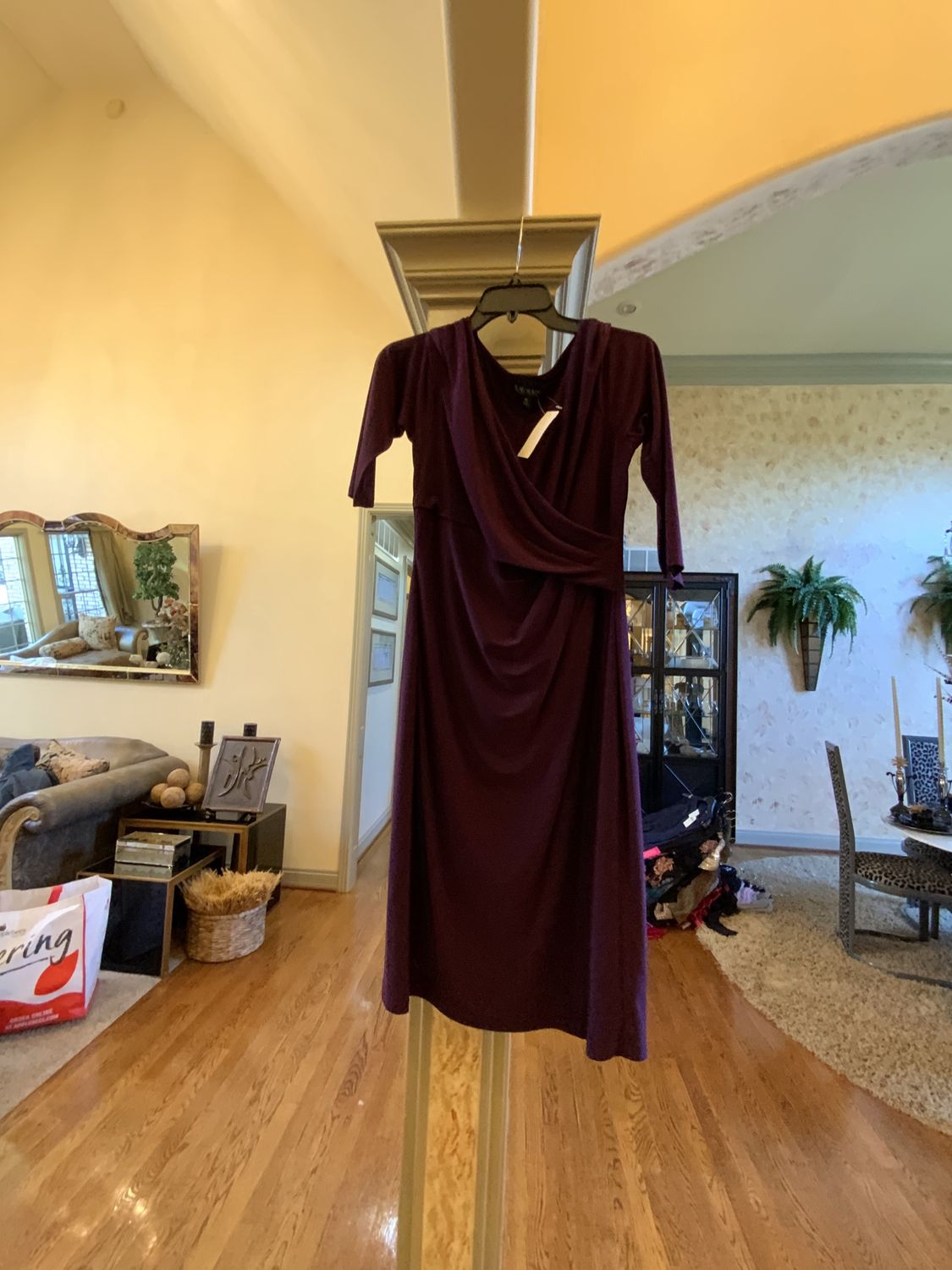 Woman Brown 3/4 Sleeves Dress Size 10