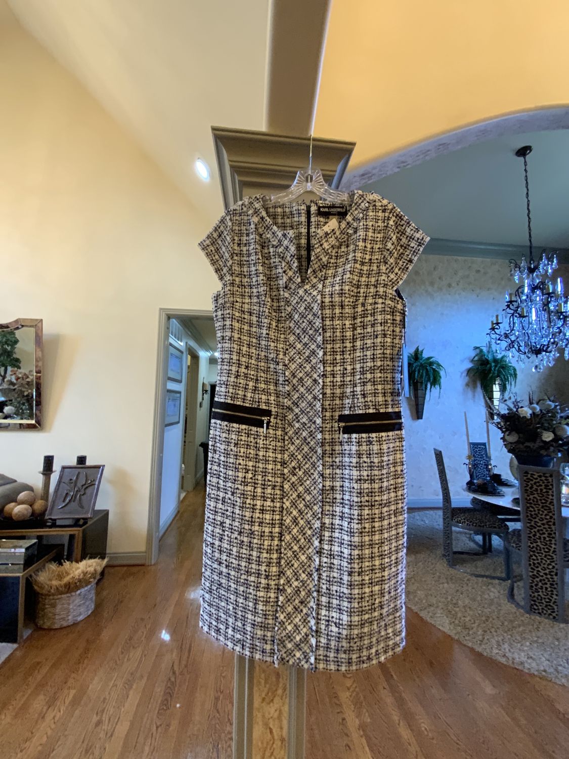 Woman Black and White Tweed Dress Size 12