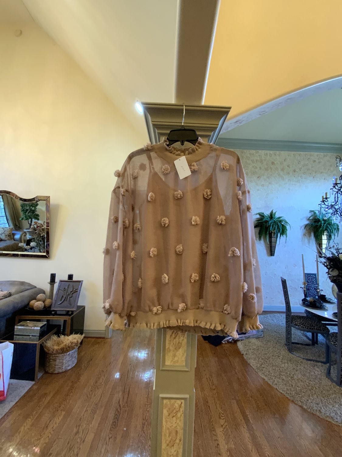 Woman Beige Blouse with Shell with Chicwish Cotton Candy #D Flowers Size Med