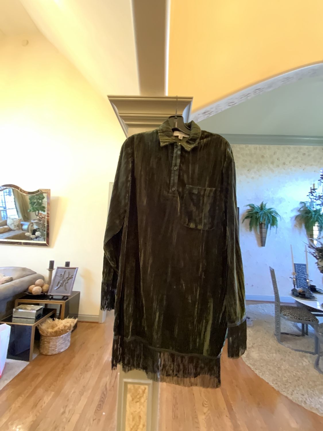 Woman Olive Green Velvet Dress Size XS