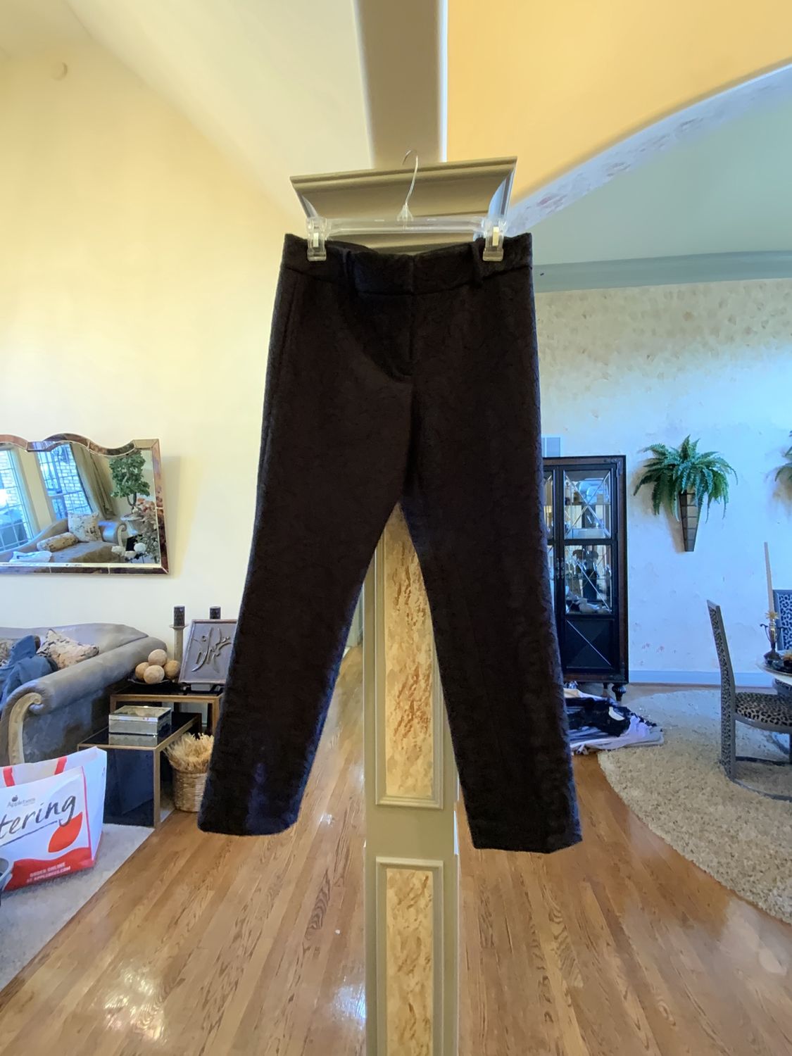 Woman Black Lace Detail Pants Size 6P