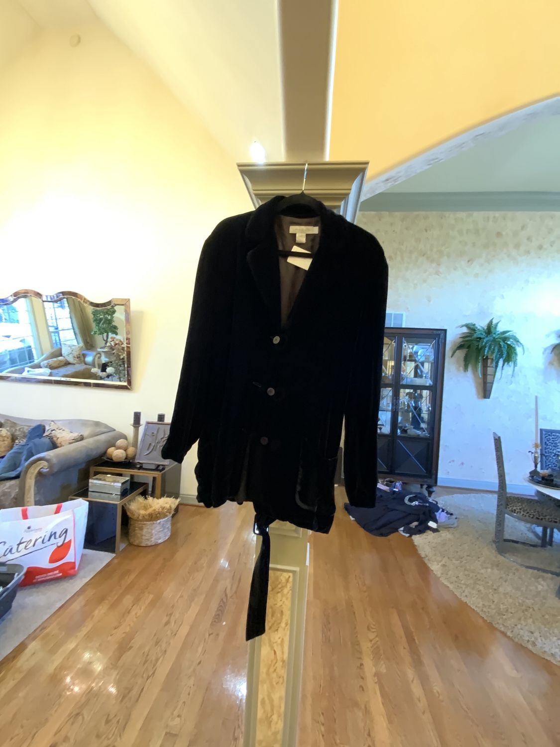 Woman Black Suede Jacket with Belt Size Large