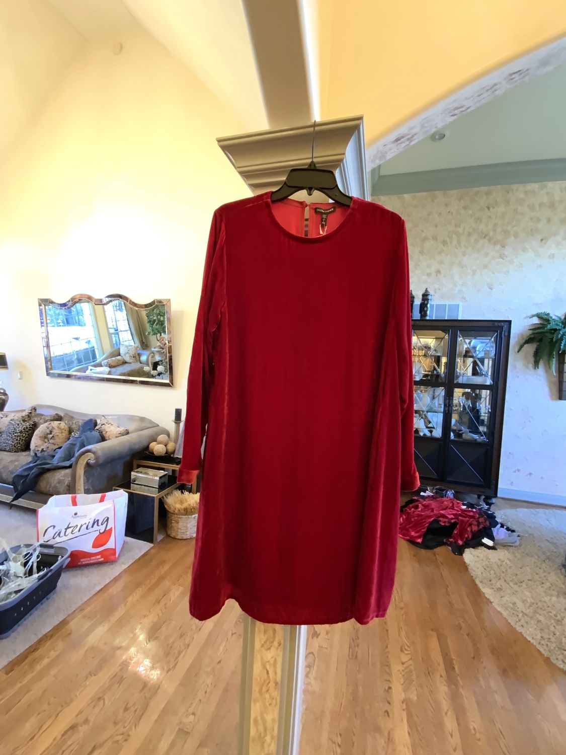 Woman Ruby Red Velour Dress or Tunic New Reg Price $ 348 Size XS