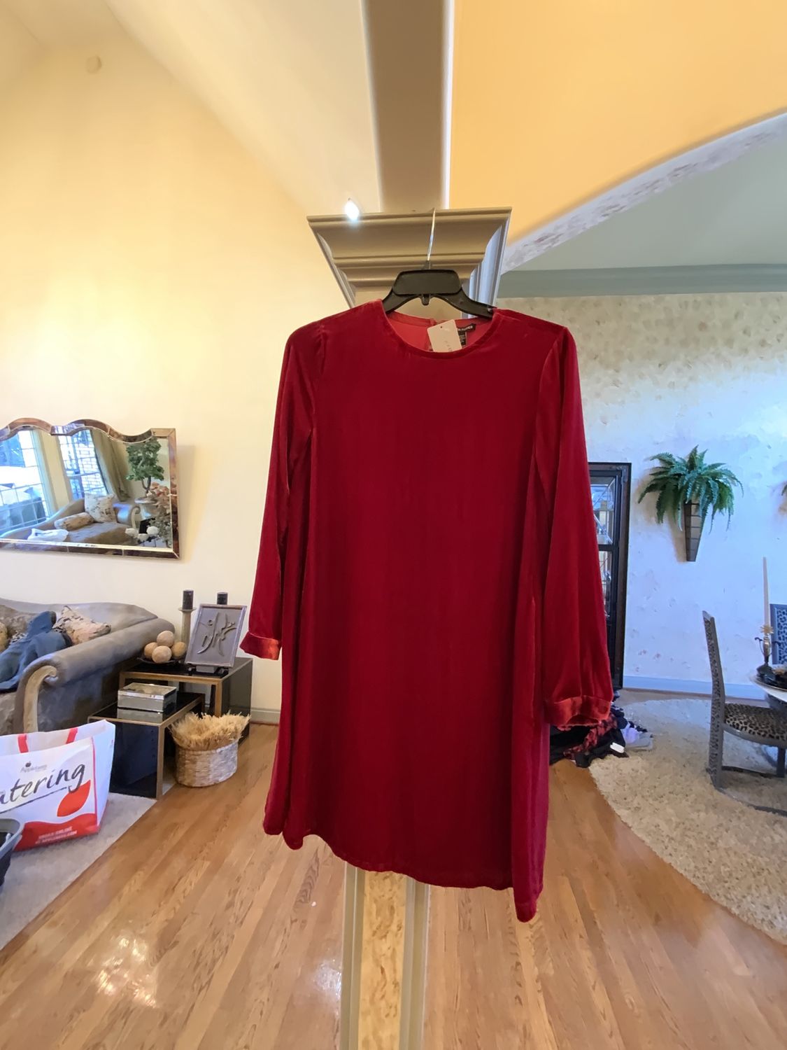 Woman Ruby Red Velour Dress or Tunic New Reg Price $ 348 Size XXS