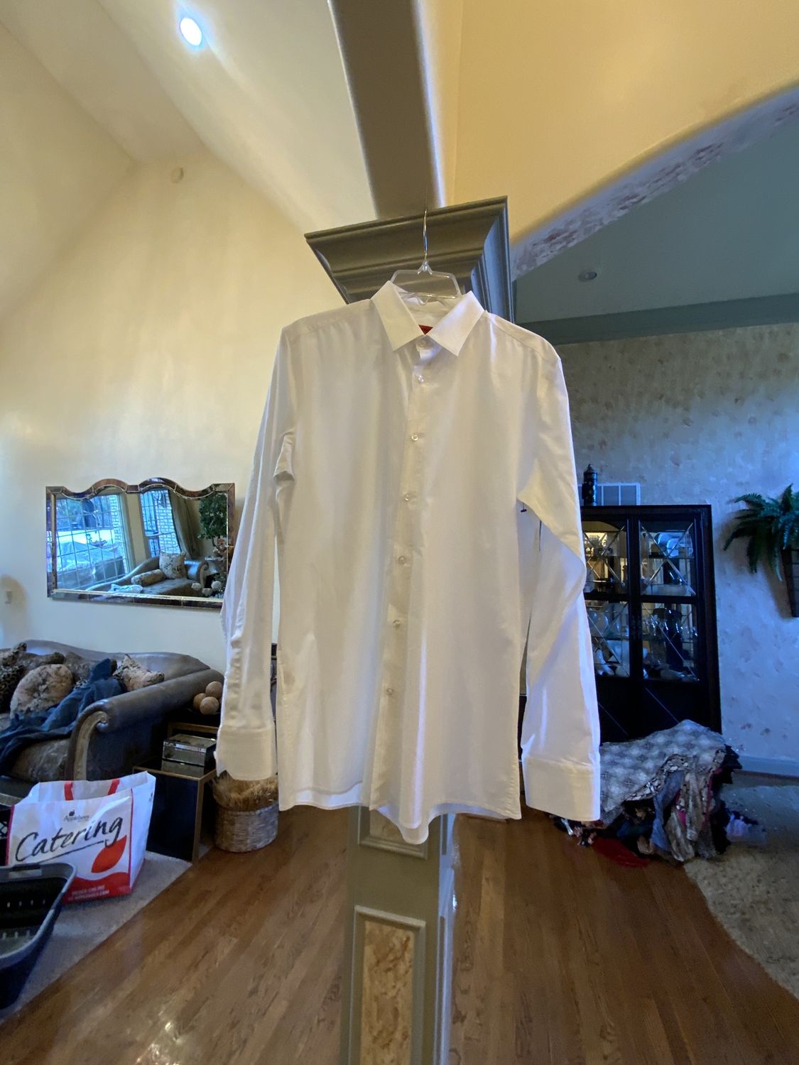 Woman Whit Button Down Shirt Size 16