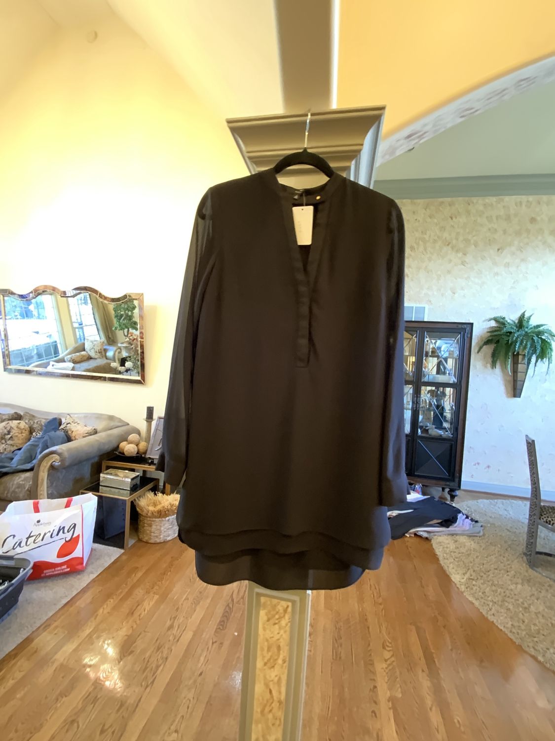 Woman Black Sheer Dress  Size Small