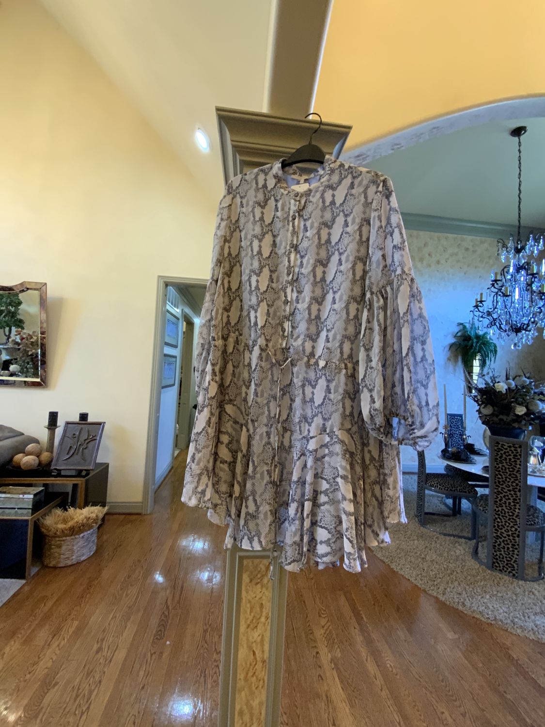 Woman Snake Print Grey and Cream Dress or Tunic Size Med