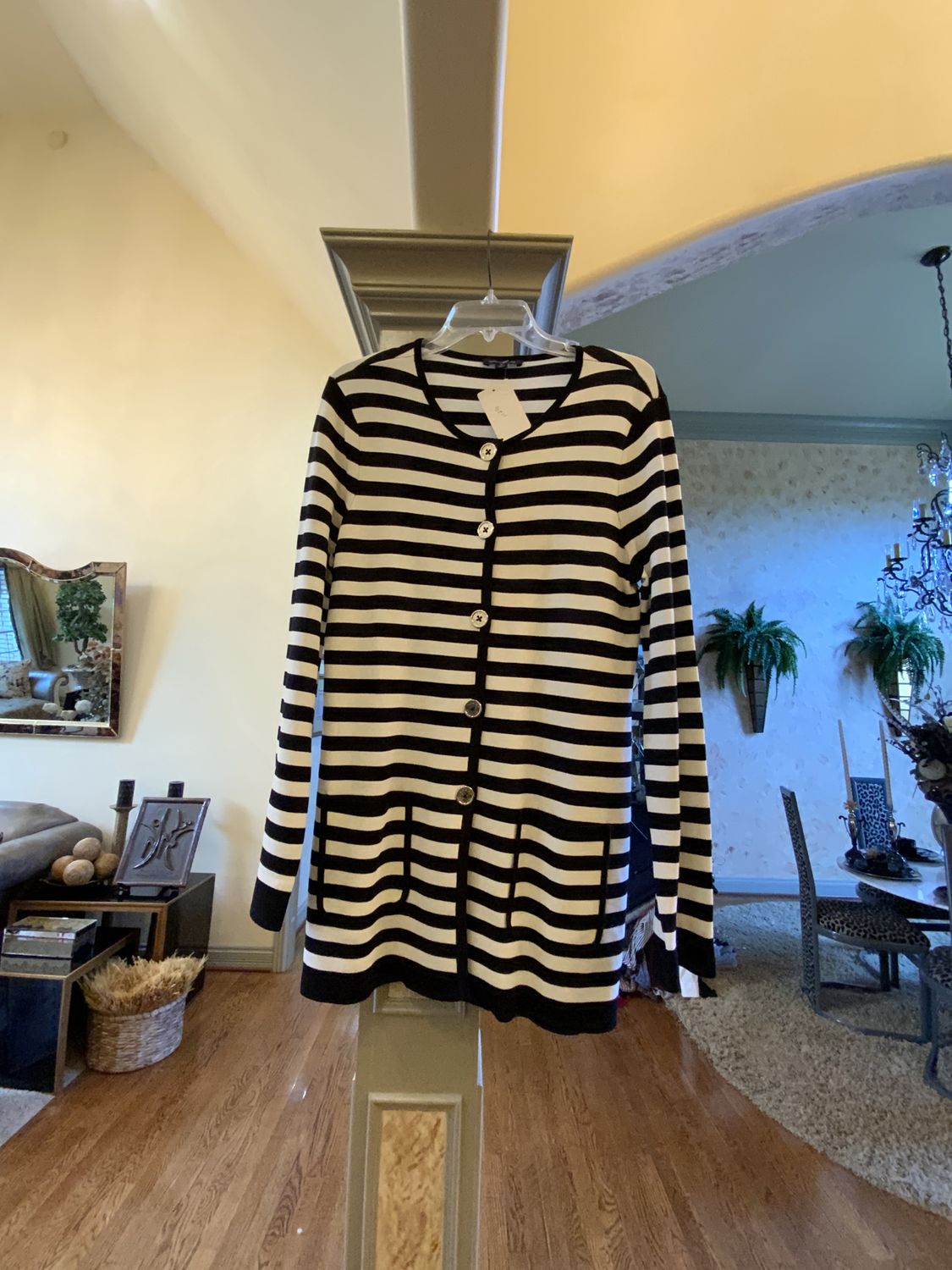 Woman Blue and Whit Strip Sweater Size Med