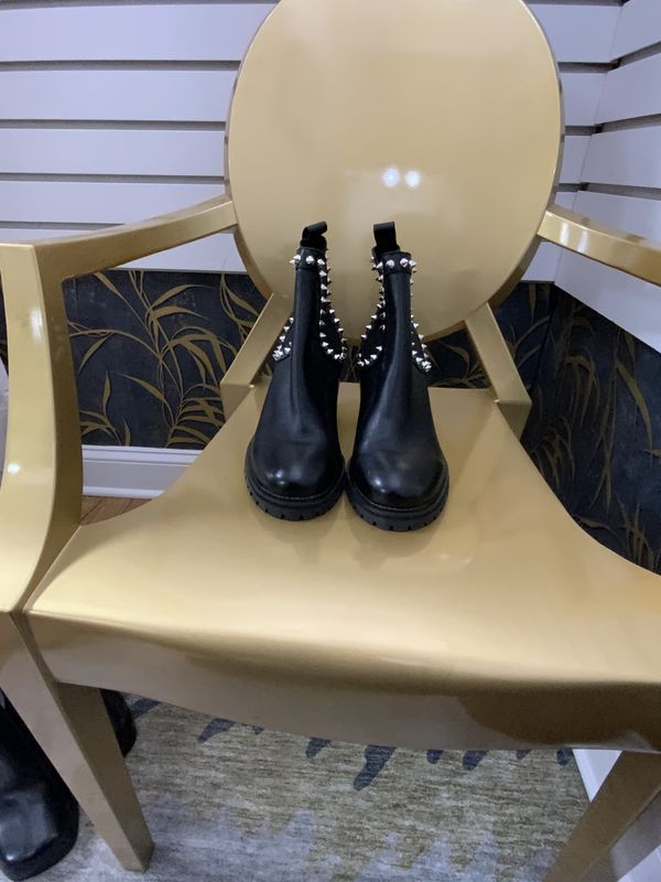 Woman Bootie Black Boots with Spikes Size 8.5