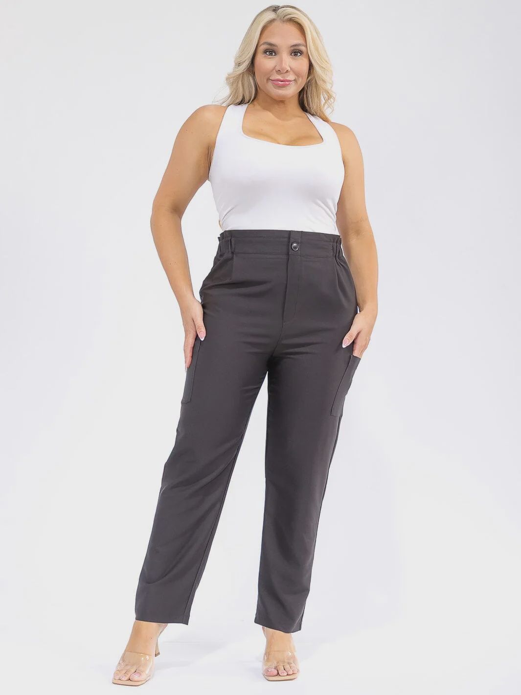 Woman Plus Black Pants with Leg Pocket Size 1X