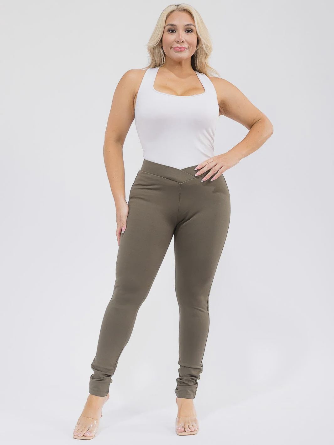 Woman Plus Pants Olive Skinny Leg Size 3X