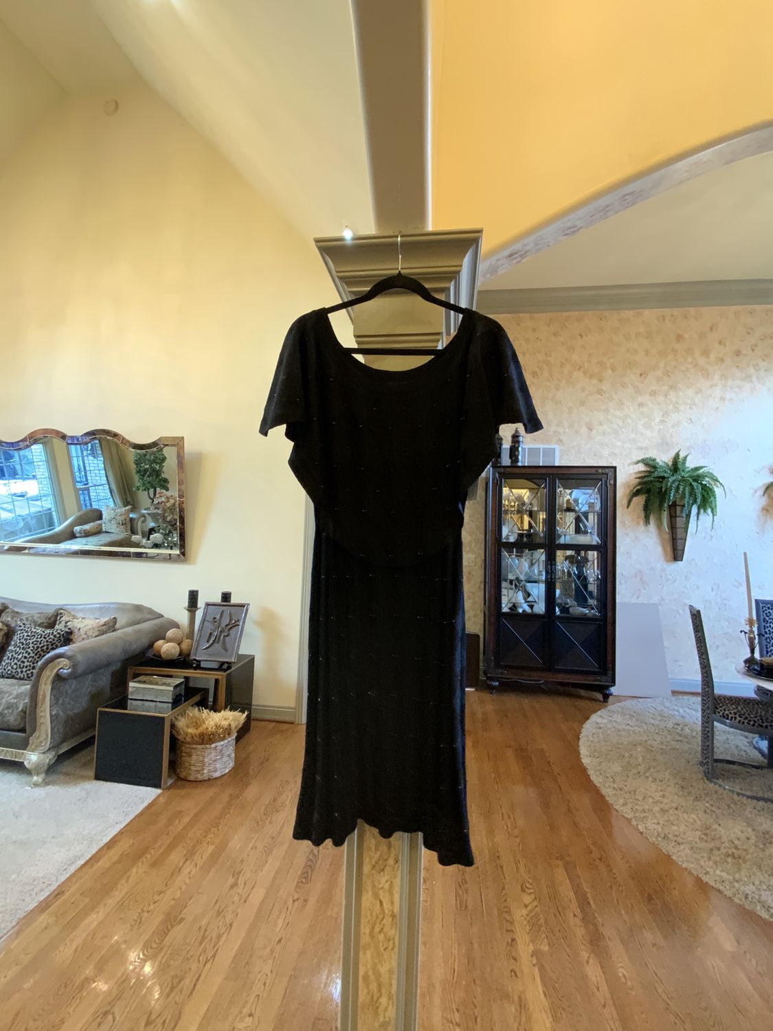 Woman Black Knit Sequin  Dress Sleeveless Reg $813 Size Large