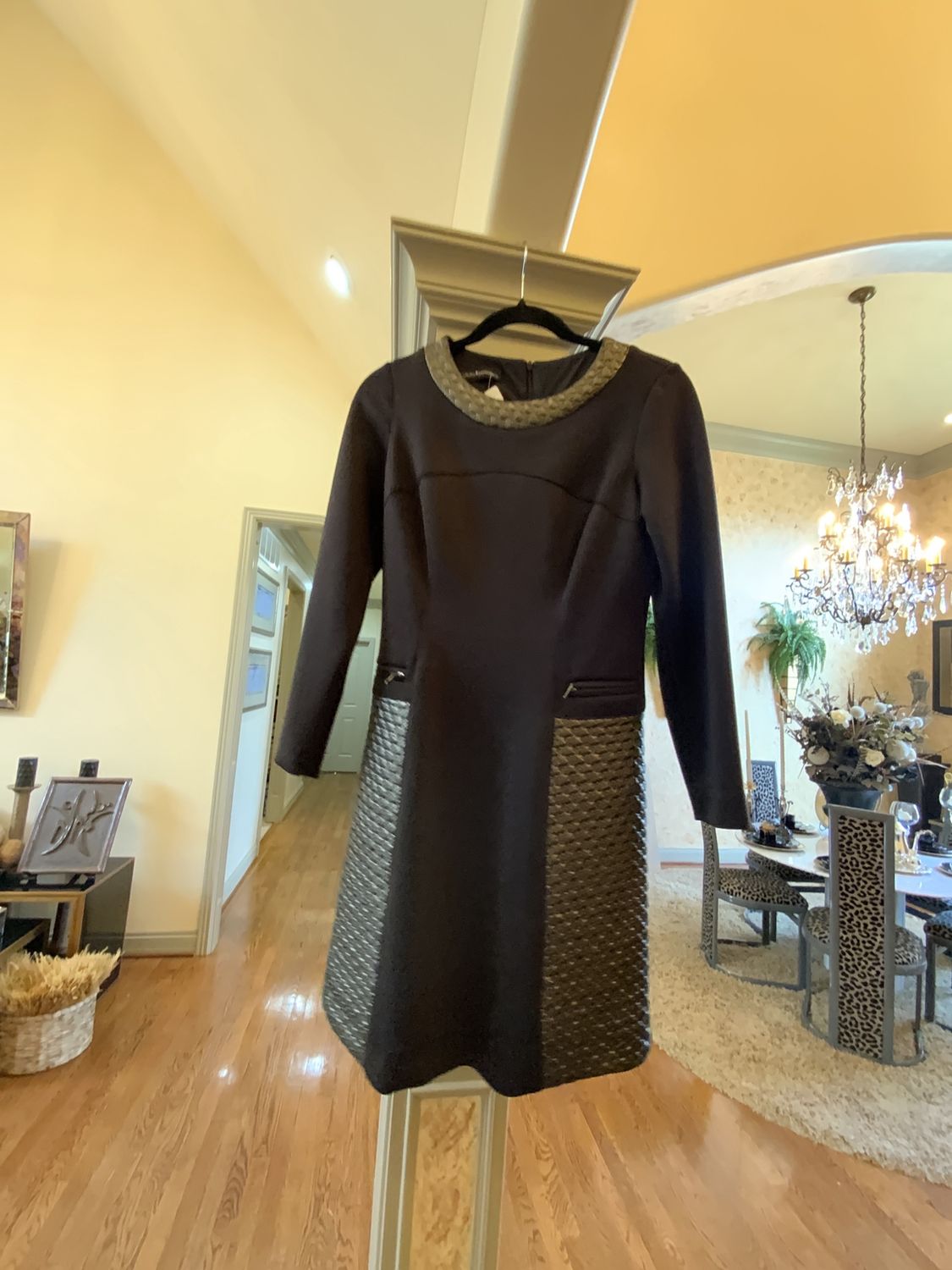 Woman Black and Gold Dress Sleeveless Quitted Size 4