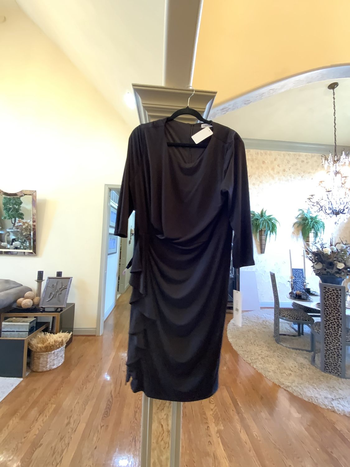 Woman Black Dress 3/4 Sleeves Size 16