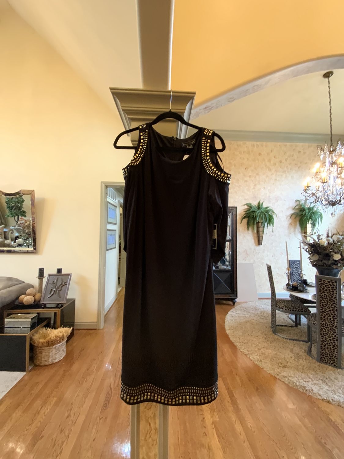 Woman Black Dress with Gold Studs Detail Reg $99 Size 16W