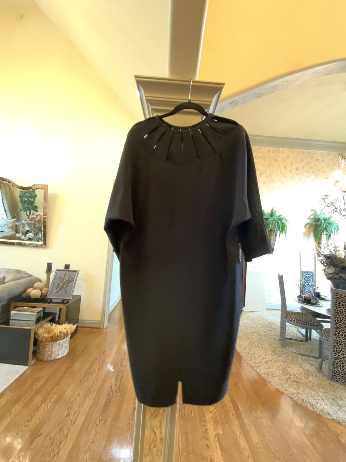 Woman Black Dress with Cut out at the Neck Line Size 12