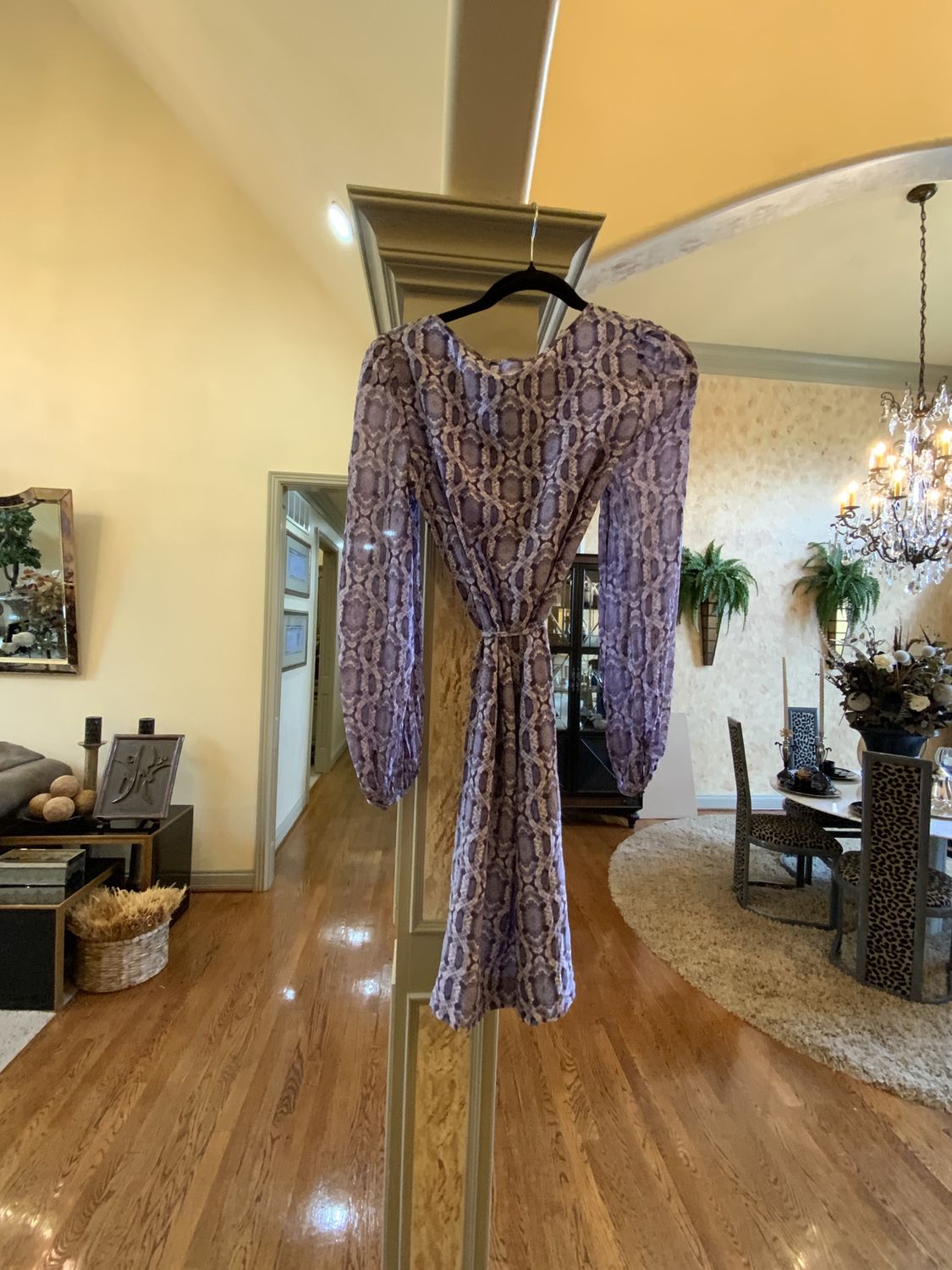 Woman Purple Print Silk Dress Size 6