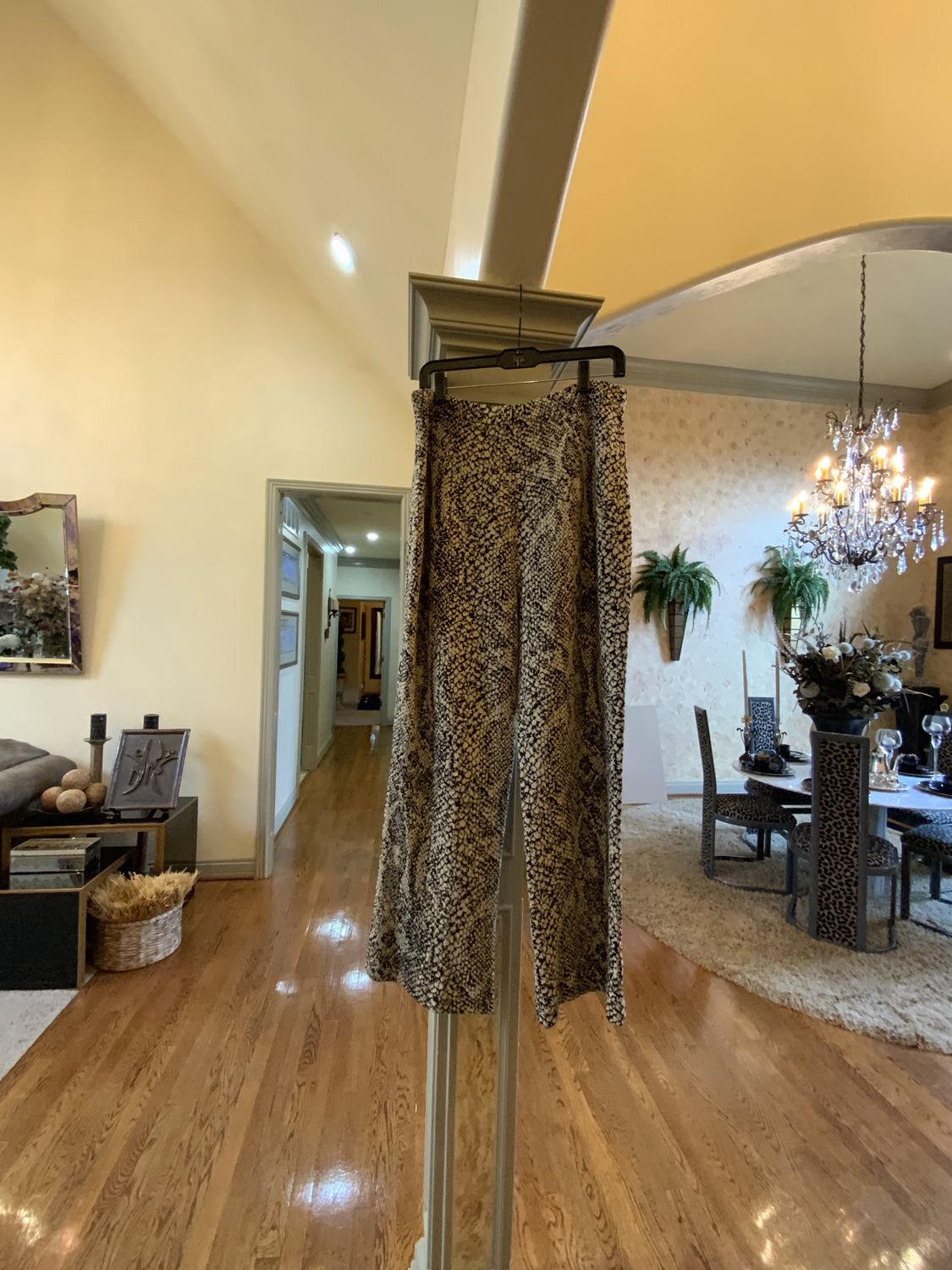 Woman Black and Cream ST. John Knit Pants Leopard Print Reg$375 Size 14