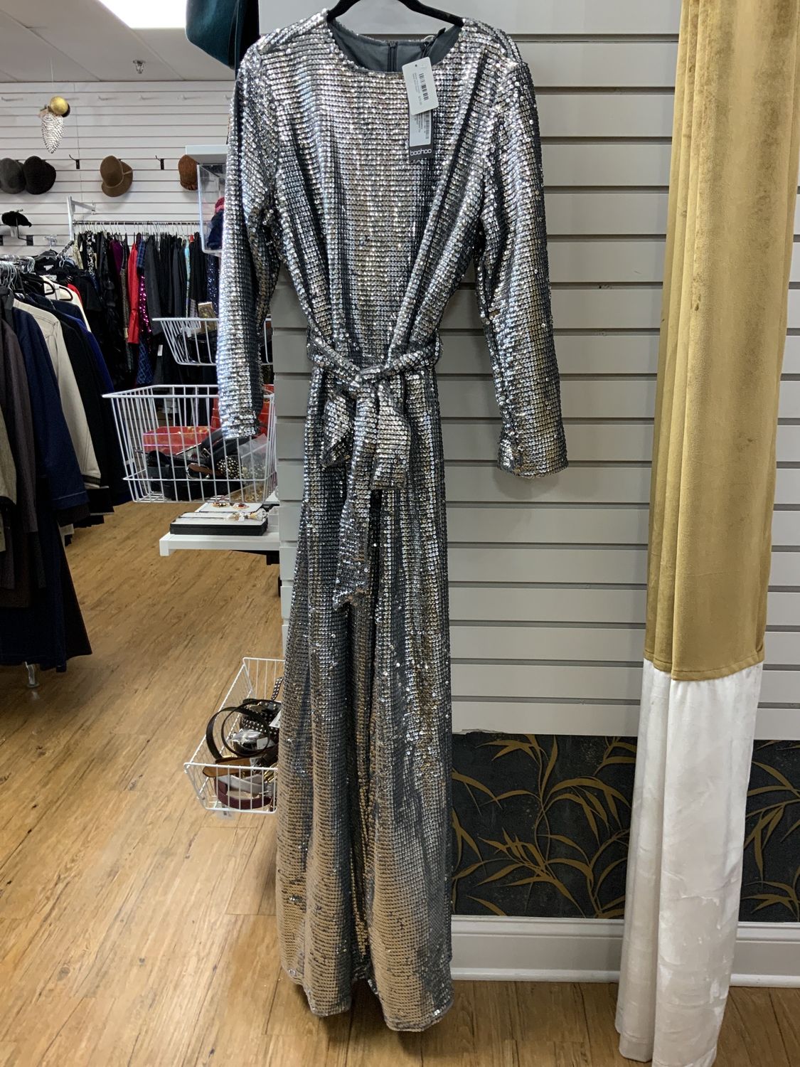 Woman Plus Jumpsuit Velvet Silver Sequin with Belt Size 20