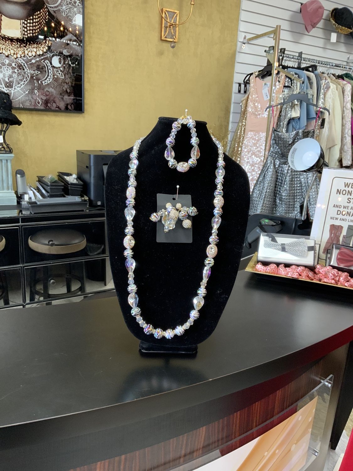 Snow White Grace Custom Set Necklace, Earrings, and Bracelet