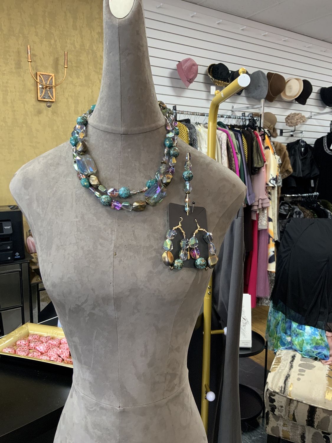 Abundant Life 3 Pcs Custom Set Necklace, Earrings, and Hat Pin