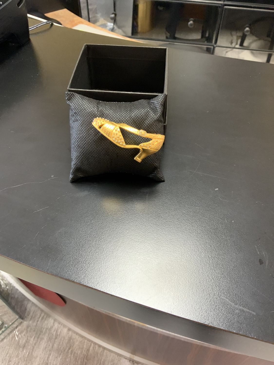 Woman Brooch Shoe Vintage Signed MMA Mattle with stones