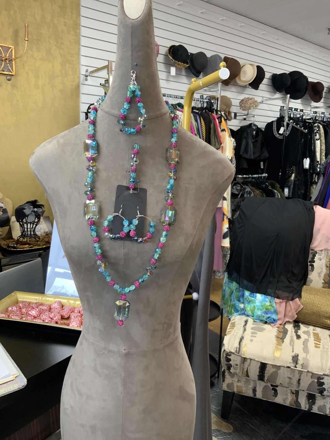 Illuminated Faith 4 Pcs Custom Set Necklace, Earrings, Bracelet, and Hat Pin