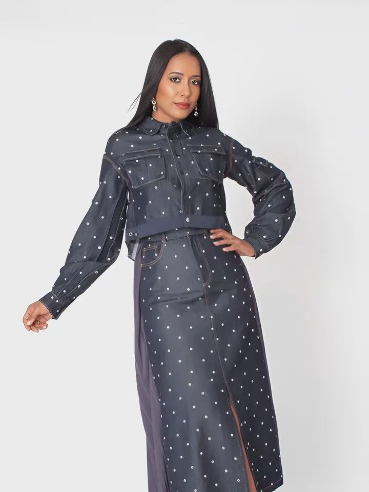 Woman Denim 2 PCS set pant&amp; jacket Size XL