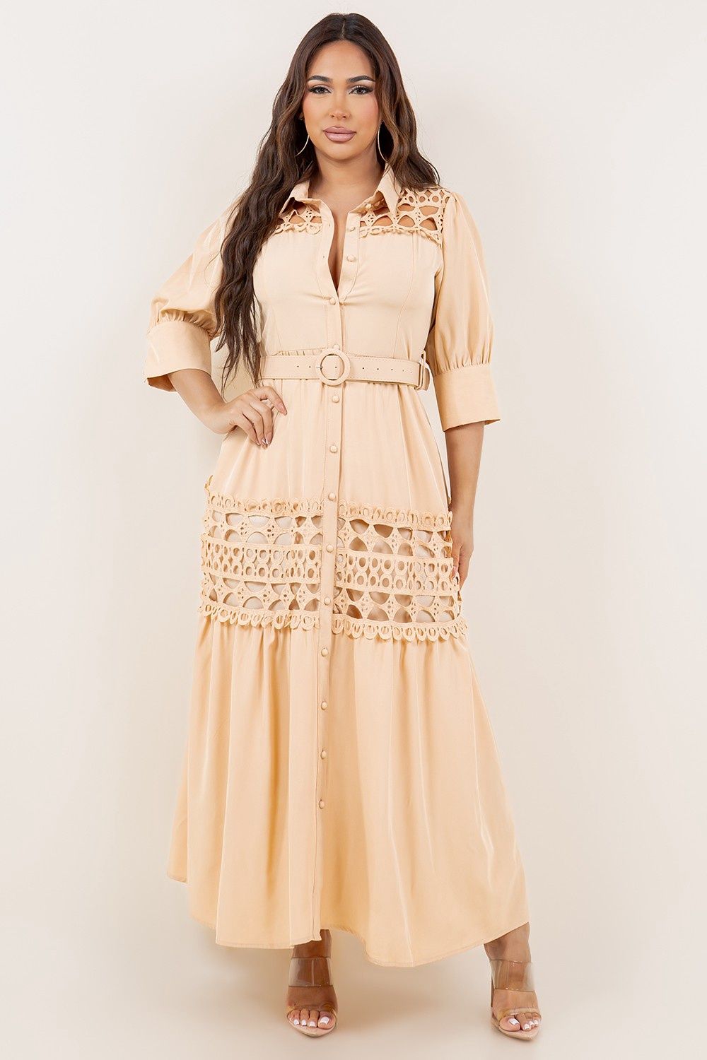 Woman Maxi Dress Khaki, Sizes S-M-L