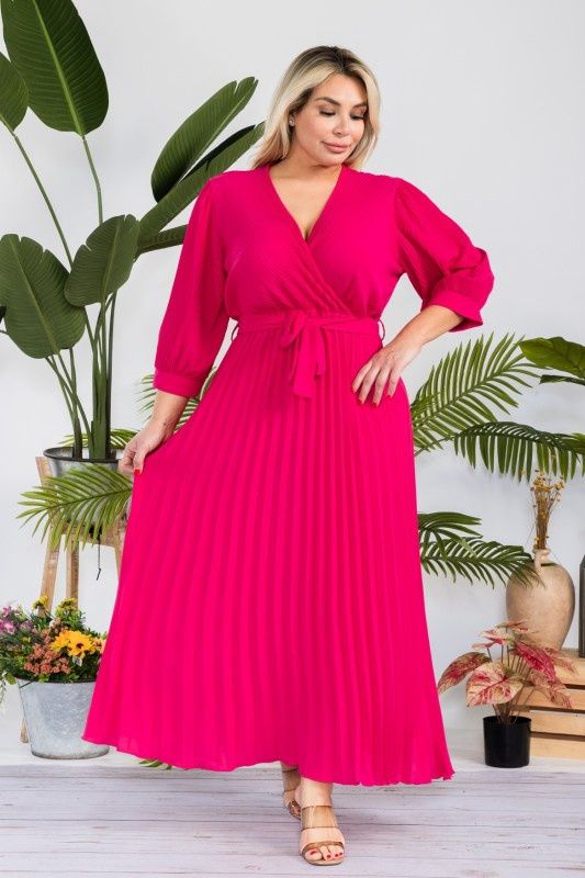 Woman Plus Maxi Dress Fuchsia  Sizes: XL,XXL, XXXL