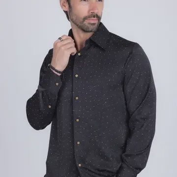 Men Shirts Shirt Black Gold Rhinestones 2XL