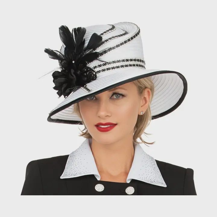 Woman Hat White and Black