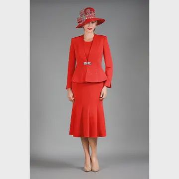 Woman 3PCS Suit Red and Stones Size 18