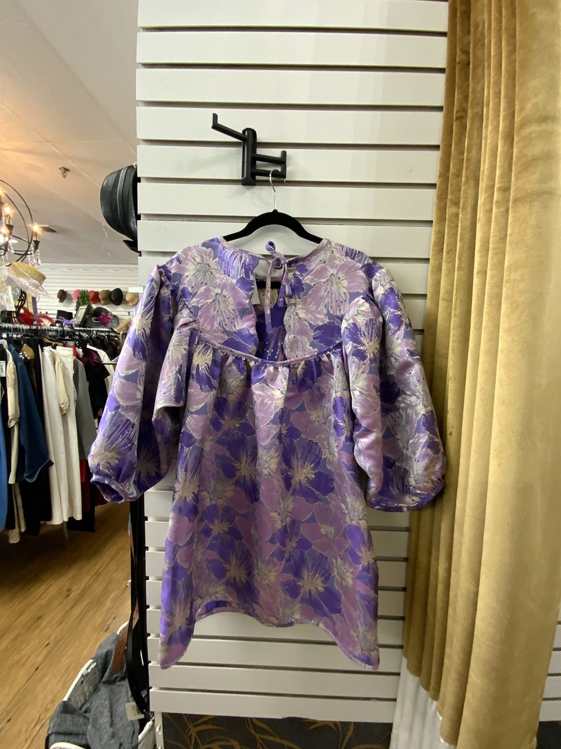 S Dress Purple Flowers short Size Small