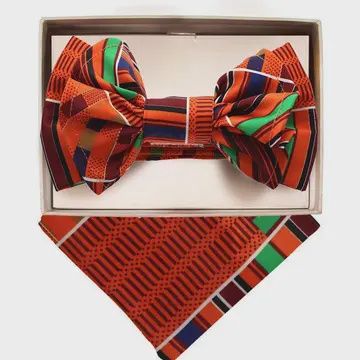 Men Bow Tie and Pocket Square Set Large
