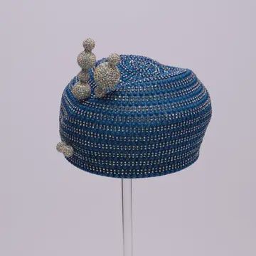 Woman Hat Bling Bubble Blue and Silver