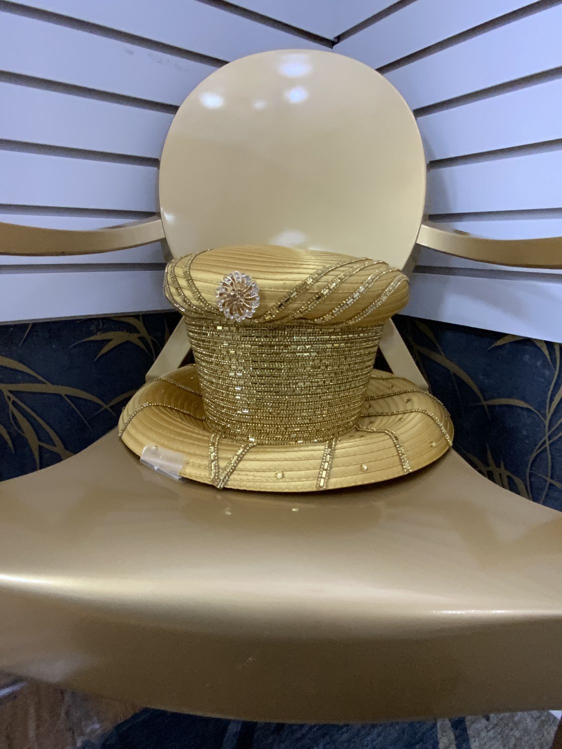 Woman Hat High Crown Gold