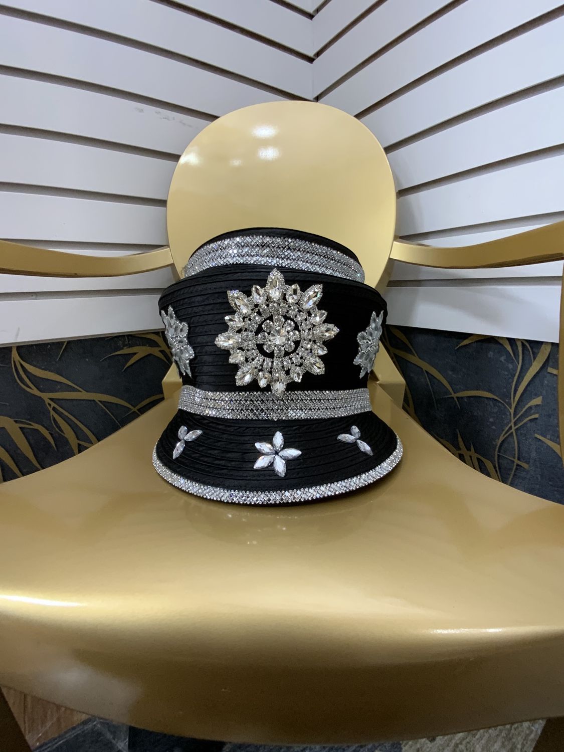Woman Hat Black Rhinestone