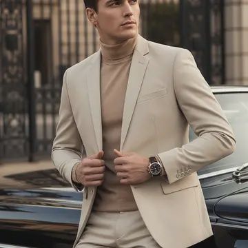 Men 2 pcs Tan Suits