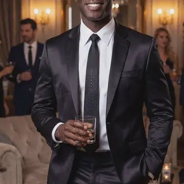 Men Tie Rhinestone Black/Black