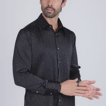 Men Shirt Rhineston Black/Black