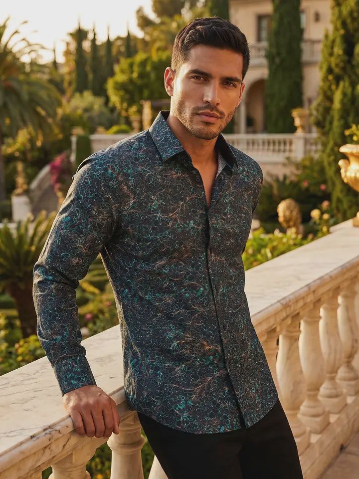 Men Shirt Green and Black